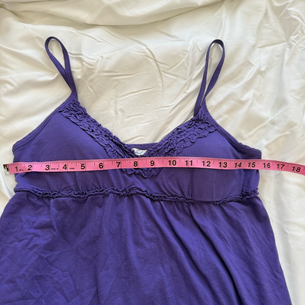 Y2K Vintage Babydoll Cami Tank Top Purple Ruffle Padded Women’s Shirt Large - Picture 4 of 5